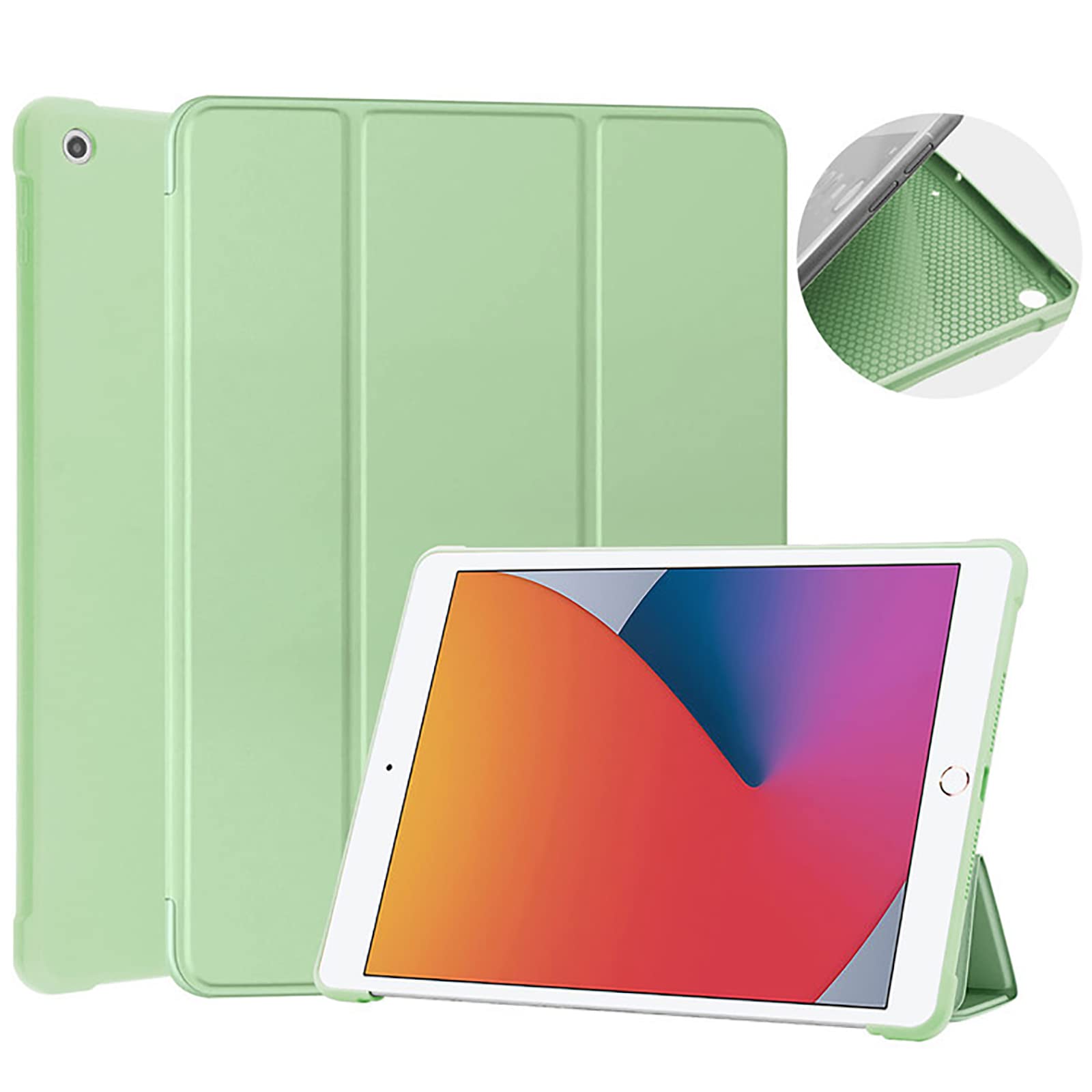 Etui kompatybilne z Pad Mini 6 2021 (8,3 cala) i (10,9 cala) air5 2022/air4 2020, potrójnie rozkładane etui z twardą tylną obudową odporną na wstrząsy osłoną, zielone 2, air5 2022(10,9)
