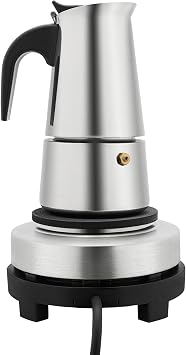 6.76OZ Coffee Pot with Electric Stove, Stainless Steel Moka Espresso Pot Maker, Induction Italian Coffee Machine for Offices, Restaurants, Lounge Bars, Cafes