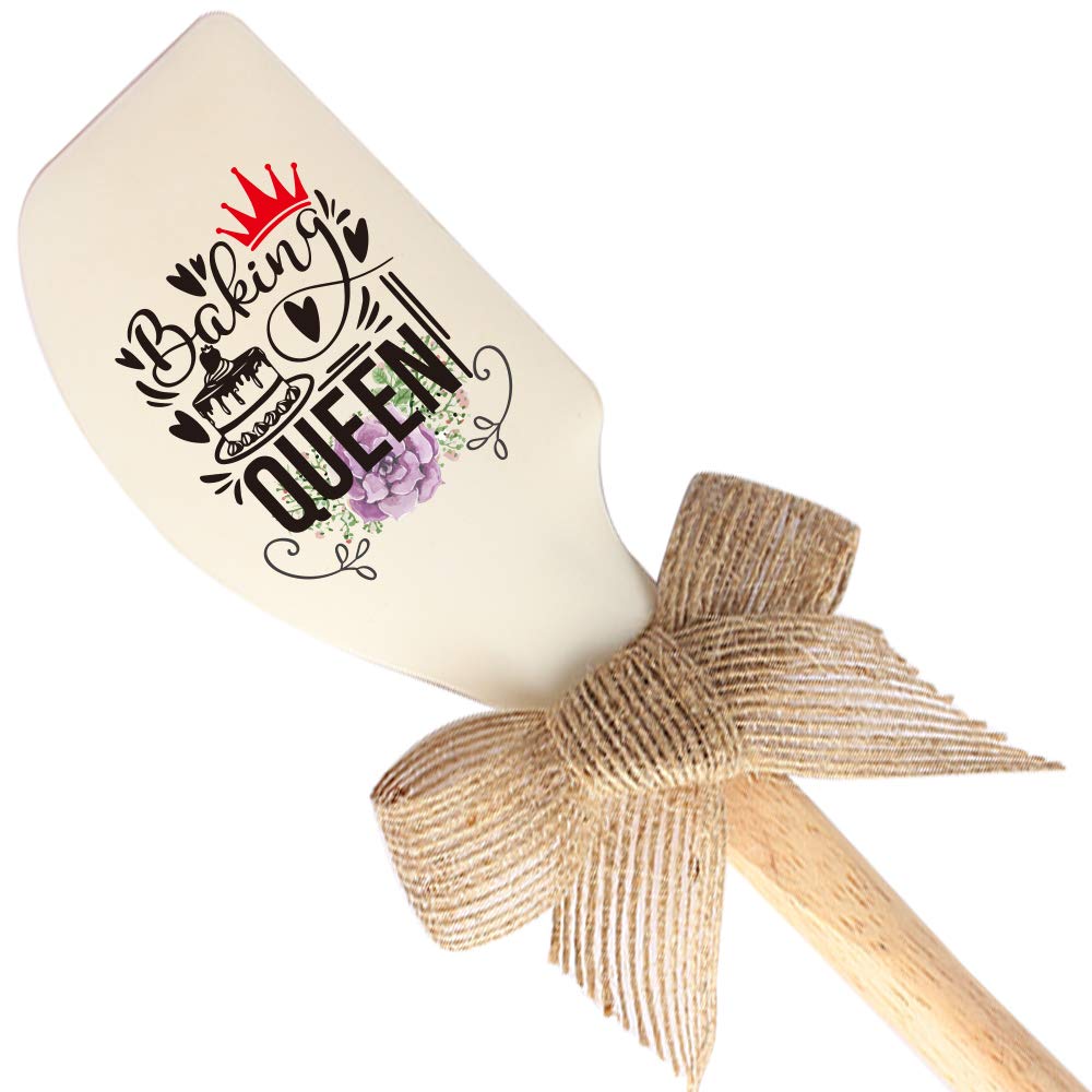 Bake Queen Funny Silicone Spatula, Funny Baking Tool, Modern Farmhouse Kitchen Decor, Gift for Chef, Sister, Mom, Pastry Chef, Friends