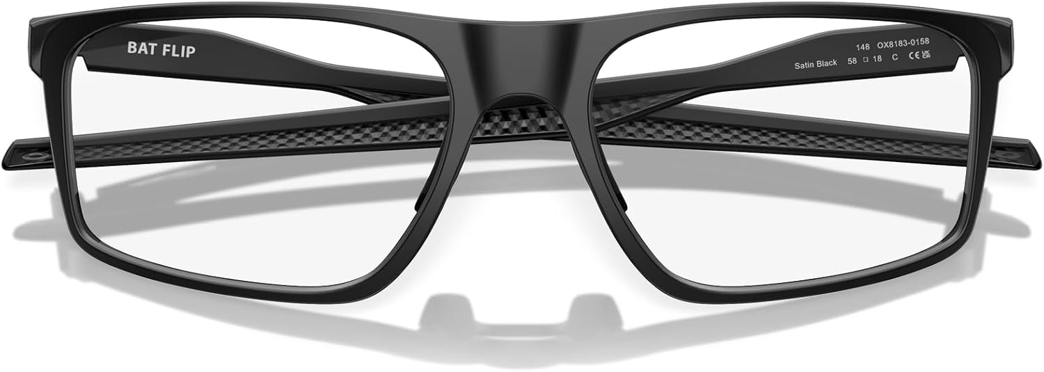 Oakley Men's Ox8183 Bat Flip Rectangular Prescription Eyewear Frames Satin Black/Demo Lens 56 Millimeters image 5 of 6 B0CVQG187W