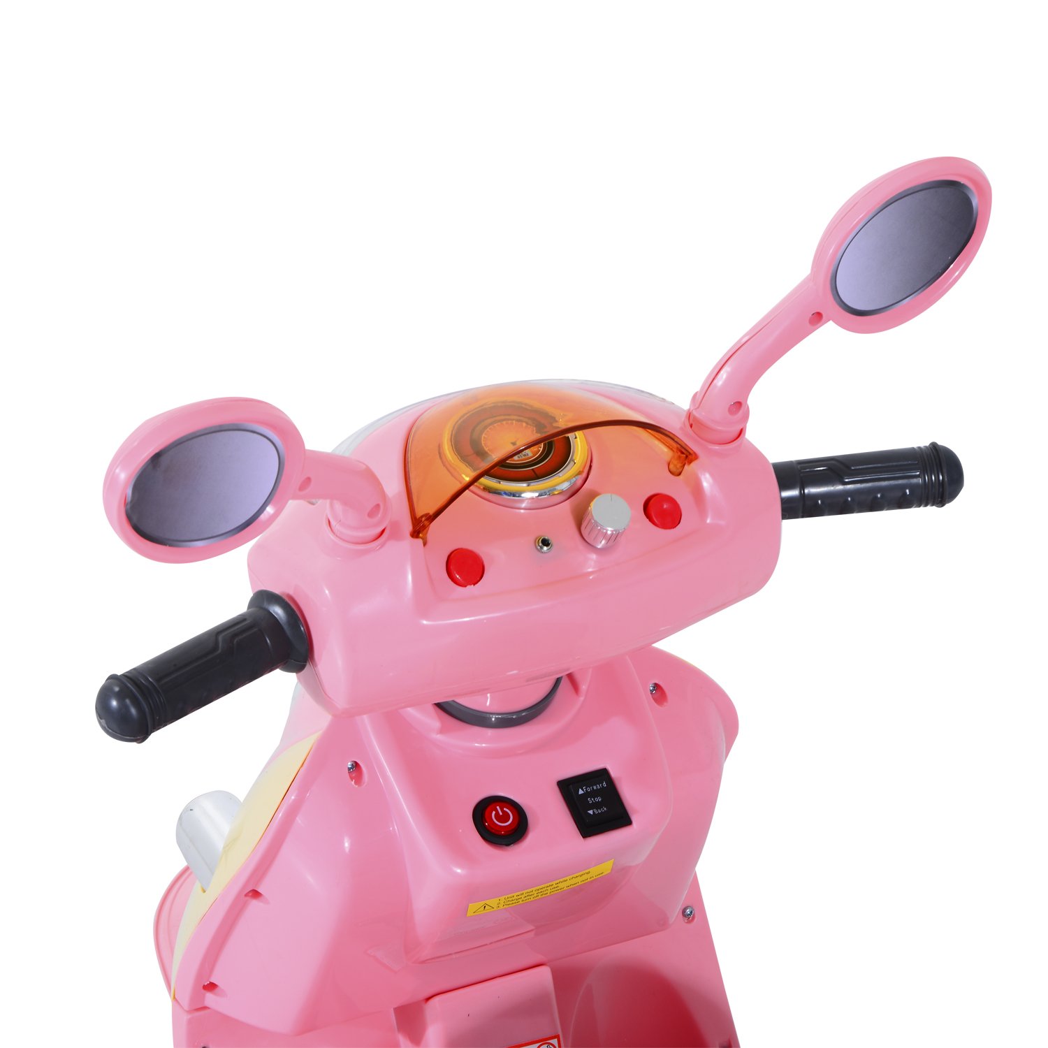 HOMCOM Moto Elettrica per Bambini Batteria 6V 3-5 Anni 108x51x75 cm Rosa | Velocità 3km/h, Motorino Elettrica per Bambini, Luci e Musica