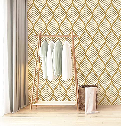 Amiya Modern Gold Leaf Wallpaper Contact Paper Geometric Peel And Stick Wallpaper 17.7“ X 120“ Golden Boho Print Wallpaper Peel And Stick Self Adhesive Wallpaper Removable Wallpaper #TOP6