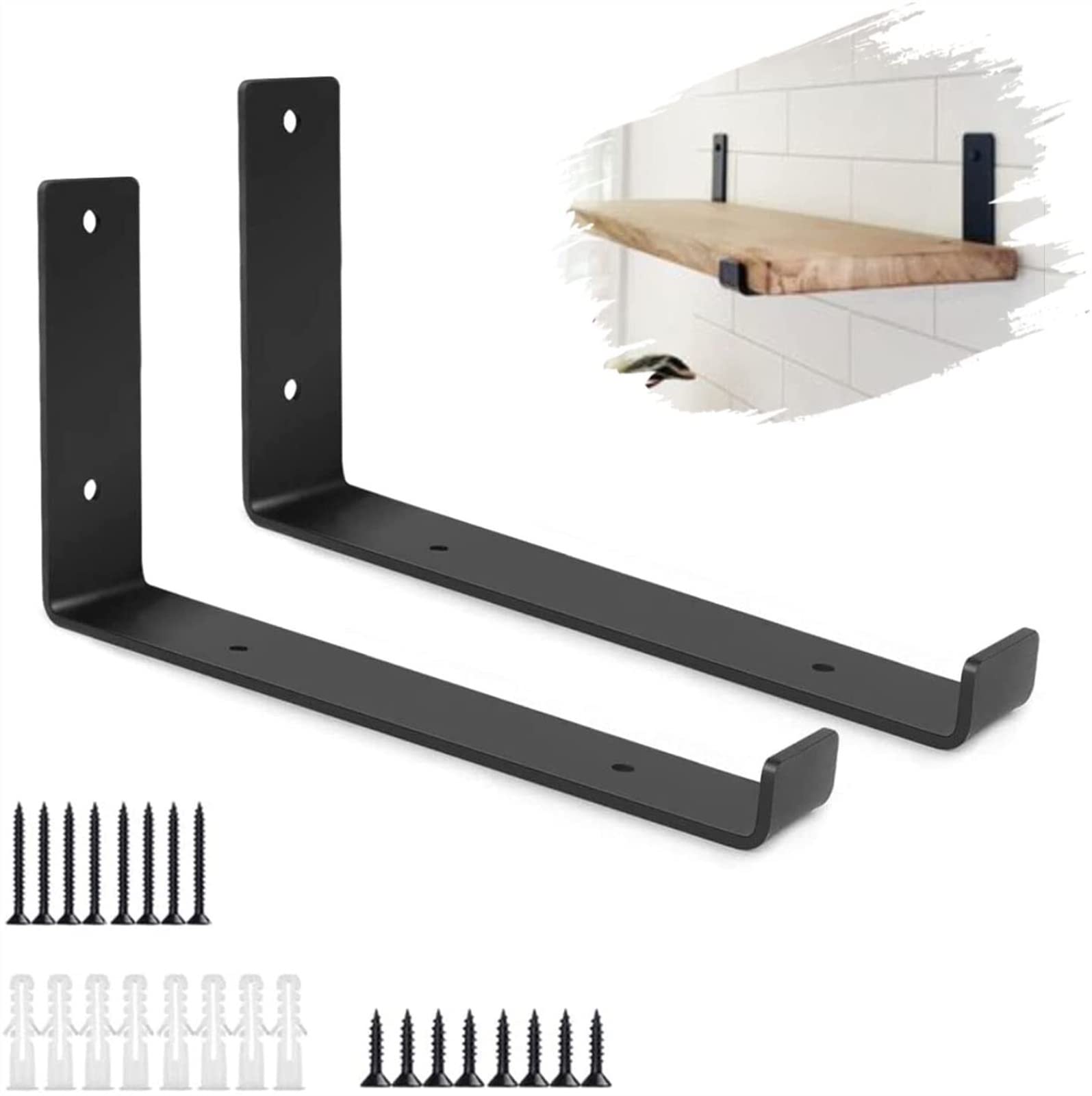 Support étagère fer forgé RJJ baguette murale tablette suspendue 25x15cm