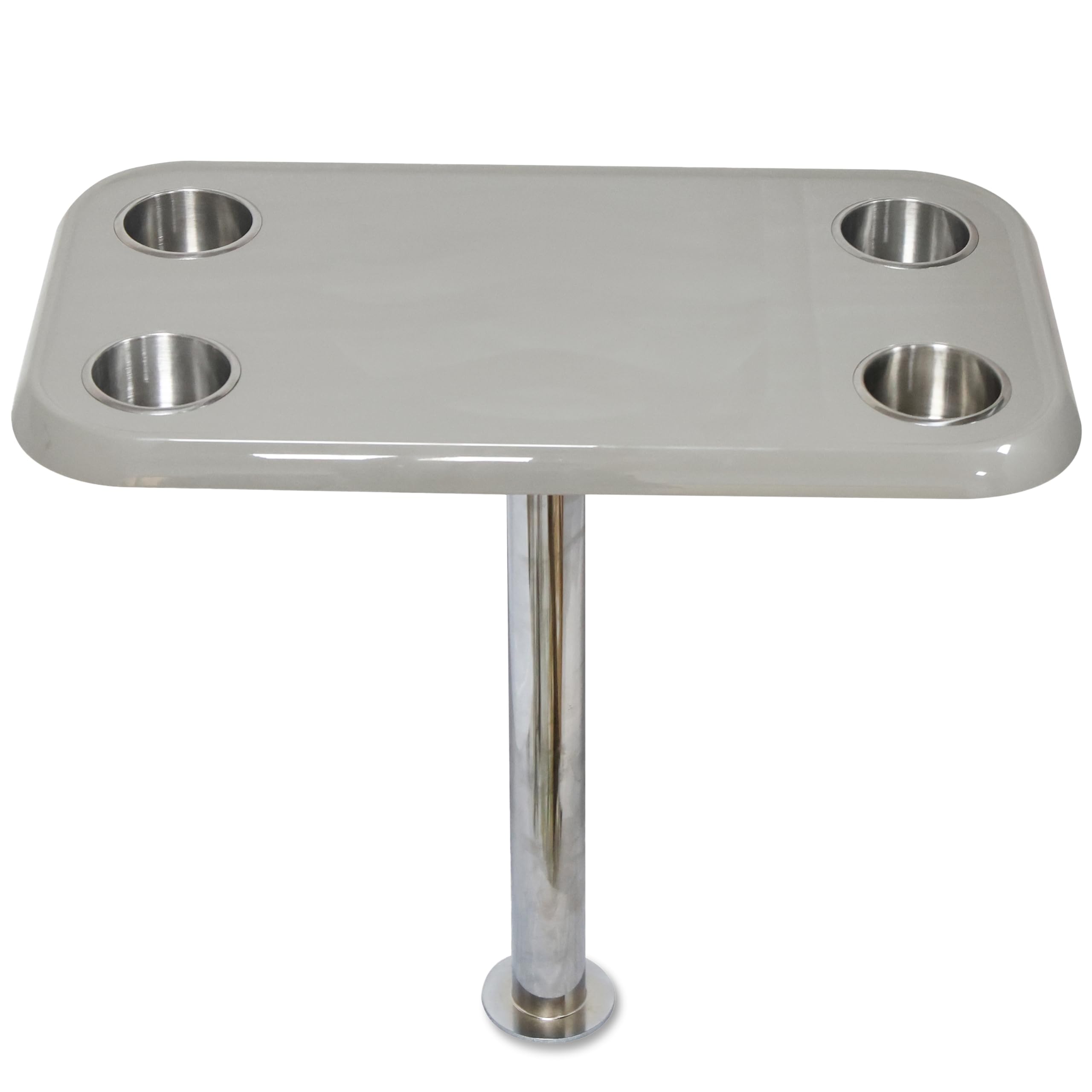 Grey Pontoon Boat Table Top & Post - No-Wobble Pontoon Table with Flush Mount Anchor & Stabilizing Floor Plate - Easy-to-Install, Compact Design with Modular Accessory Mount - Available in 6 Colors