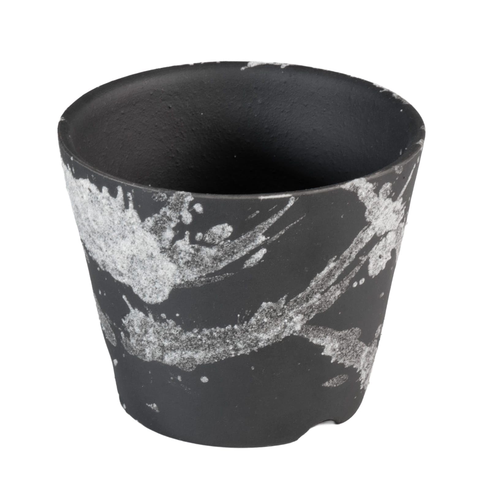 Wazakura Black Shigaraki Series Japanese Handmade Rustic Crescent Shape Bonsai Pot 3.94 In (100 Mm), Made In Japan Ceramic Garden Planter, Decorative Flower Vase, Unglazed Houseplant Bowl - Brown/Grey