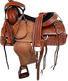 Rust Armour Premium Western Leather Horse Saddle with Comfortable Durable Padded Seat, Hand Tooled Floral Carved Cowboy Saddle, Luxury Equestrian Tack - 13' to 17' (Brown, 16 Inch)
