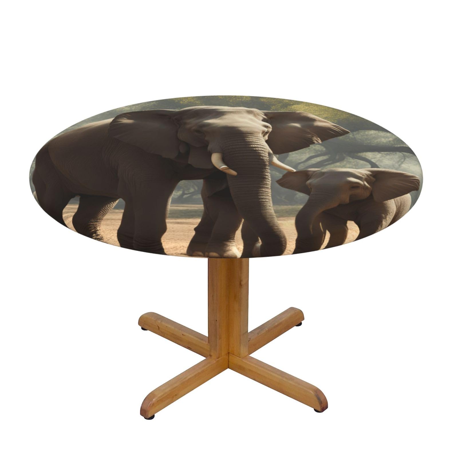 Elephant Print Wipe Clean Oval Tablecloth Stain-Resistant Dining Table Accessories Table Protector For Home