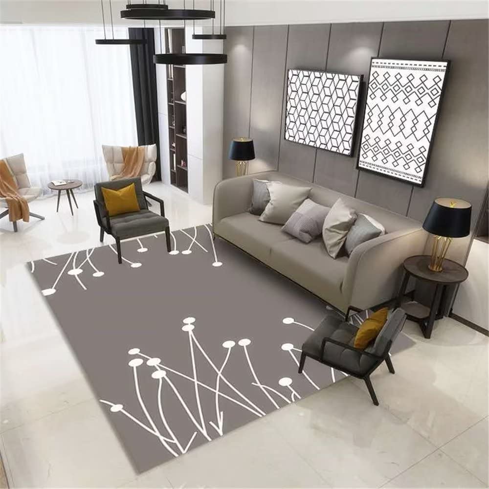 Tapis de chambre pissenlit gris abstrait résistant 80x120cm
