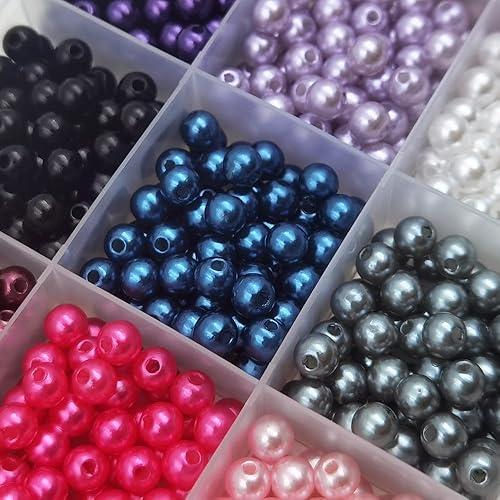 Miniatura 3 de INSPIRELLE 1800 Pieces 6mm Pearl Beads 30 Colors Plastic Spacers Beads for Jewelry Making and Crafting