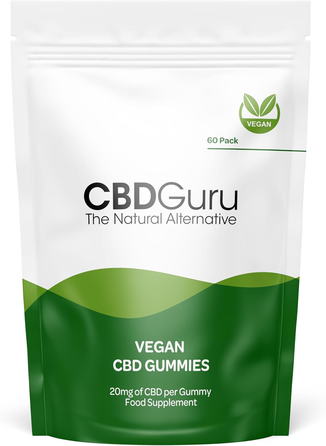 CBD Guru Vegan CBD Gummies 20mg 60 Pack – Mixed Fruit Flavour Broad Spectrum CBD Vegan Gummy Bears for Sleep & Anxiety Support, 1200mg Total CBD