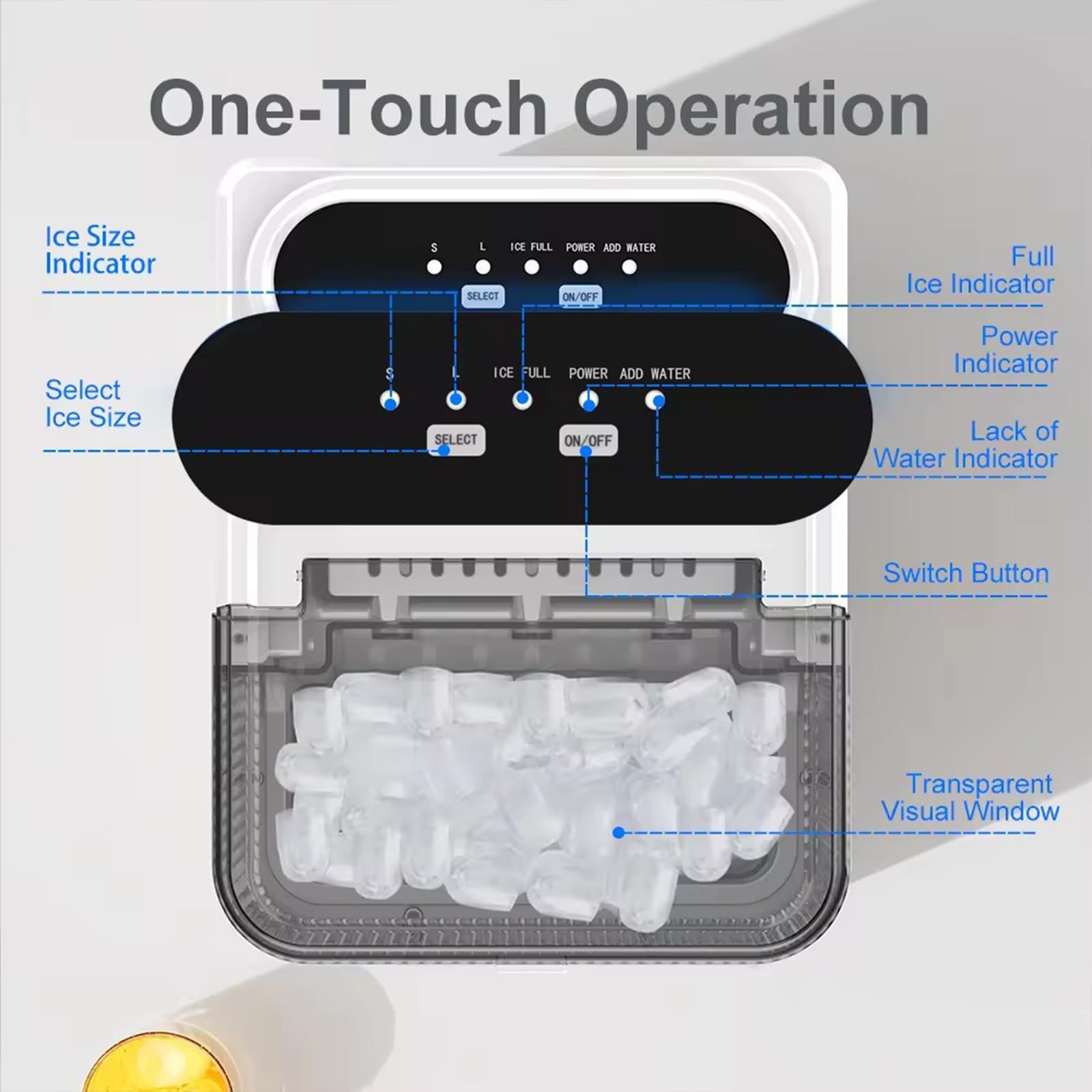 Generico Macchina per Il Ghiaccio Portatile, autopulente, con comandi Touch, Produce 12 kg di Ghiaccio al Giorno, Ideale per casa, Bar, Cucina e Ufficio.
