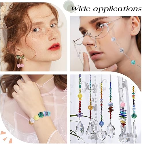 Miniatura 5 de SUNNYCLUE 40 cuentas de resina de diamantes de imitación de 10 estilos, cuentas redondas de acrílico de 0.78 pulgadas gruesas para hacer joyas,