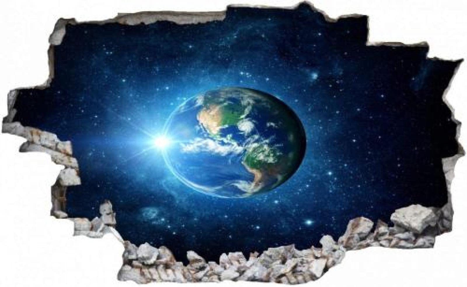 Gougeltd Etiqueta De La Pared 3D Estrellas de vista espacial de la tierra Tatuajes De Pared Pegatinas Murales De Vinilo Decoración De La Habitación De Los Niños 75X116cm