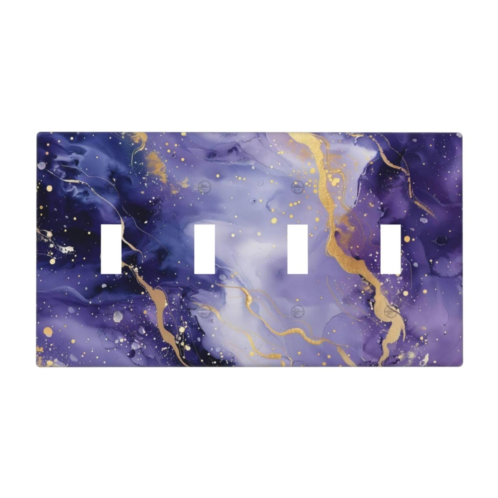 WUYOCHA Decorative Light Switch Plate Covers Modernity Abstract Purple Golden Marble 4 Gang Wall Plate Switch Cover Plate Quad Toggle Jumbo Electrical Faceplate for Bathroom Kitchen Decor