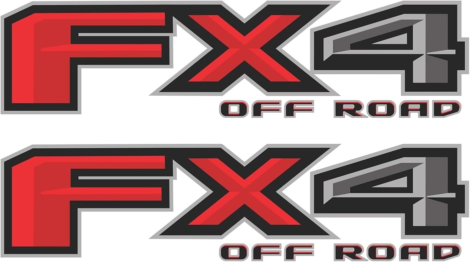 FX4 Off Road Replacement Decal Stickers for F150 F250 F350 F450 Super Duty – Die-Cut Metallic Gloss Vinyl – Bedside Graphic Set of 2 – 4.3" x 16.5" Includes Squeegee