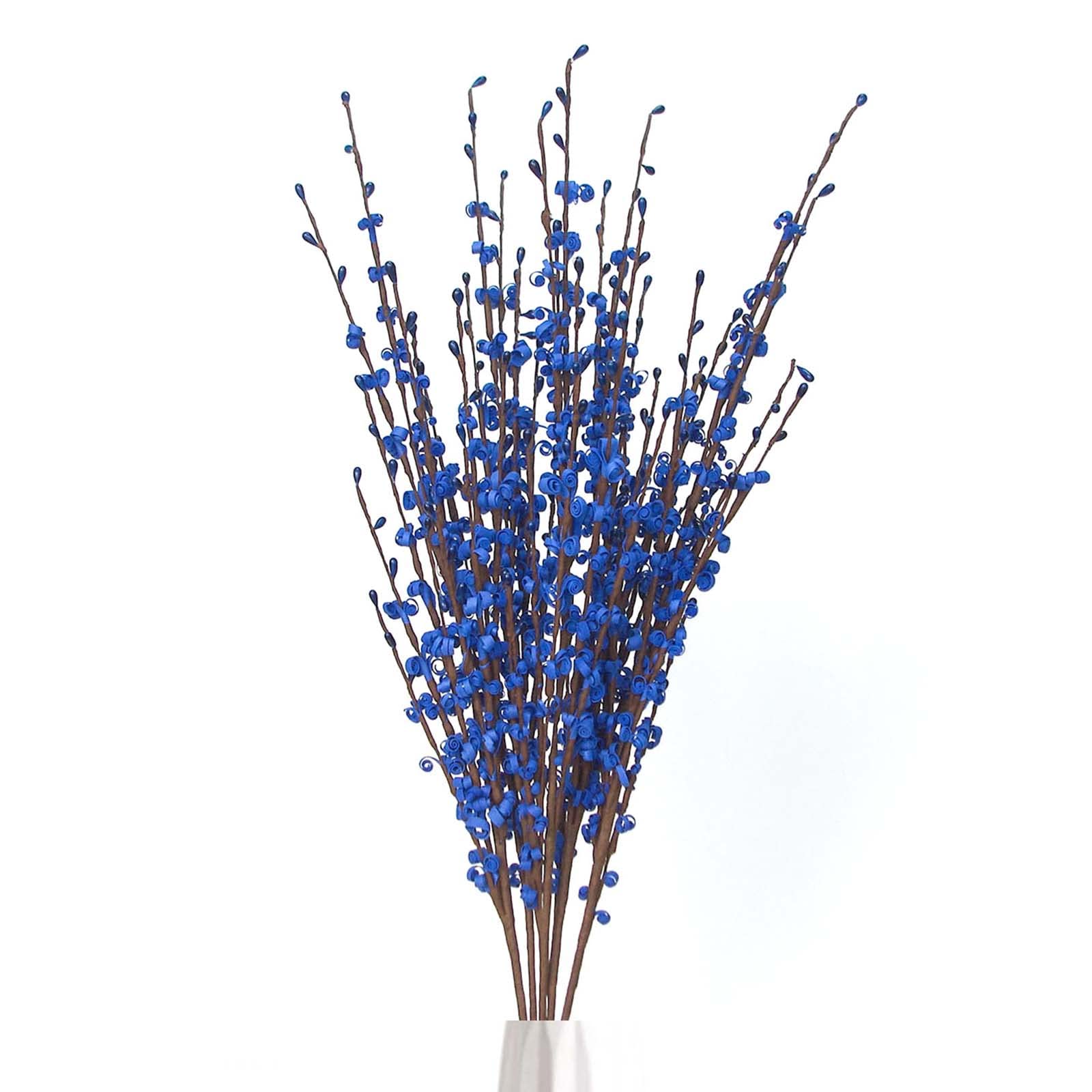 Goodangie005 Pieces 29.5" Long Stem Artificial Flowers, Faux Winter Jasmine Fake Plant Branches for Wedding Home Office Party Vase Christmas Decoration(Dark Blue)