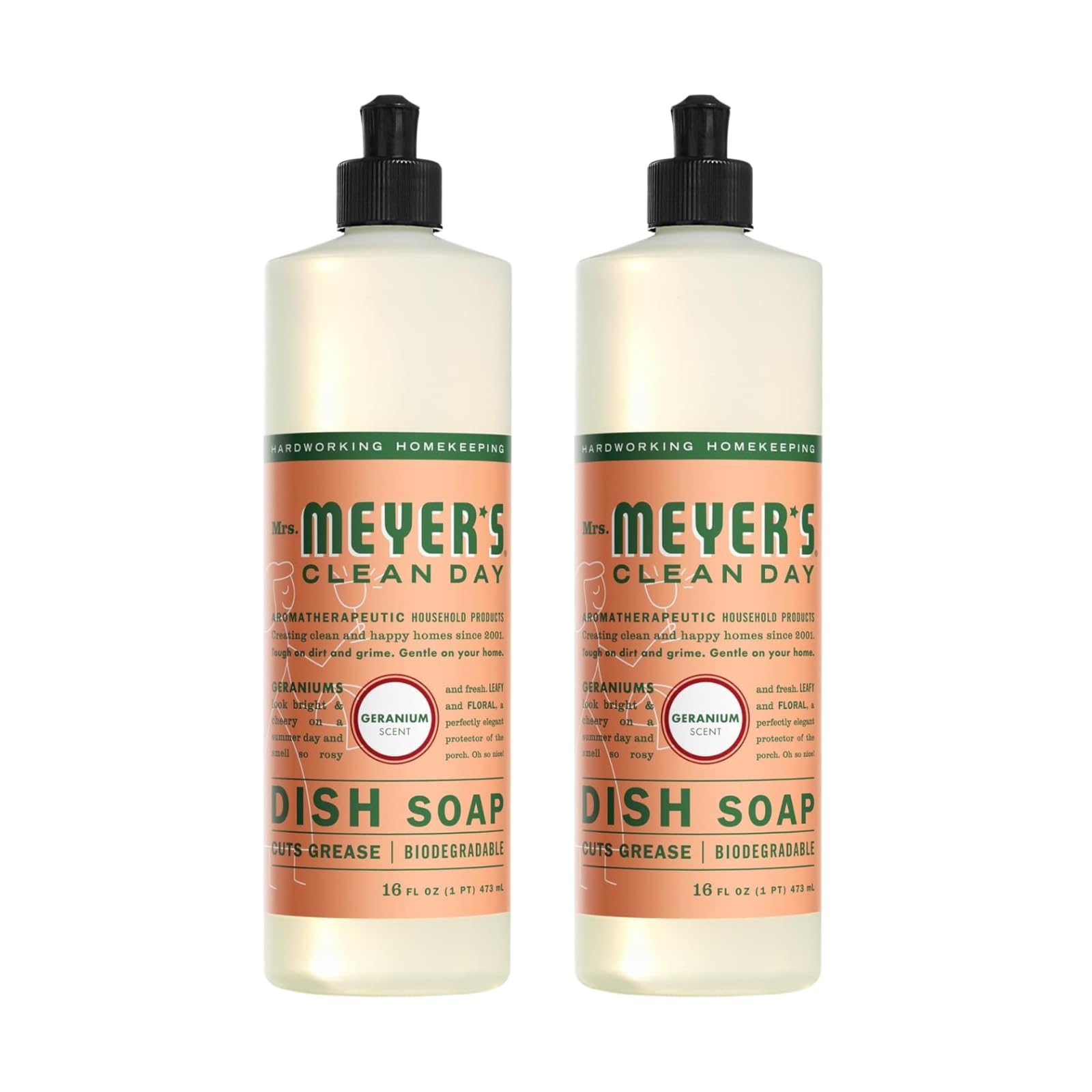 Mrs Meyers Clean Day Dish Soap Geranium 16 ounce bottle Pack of 2