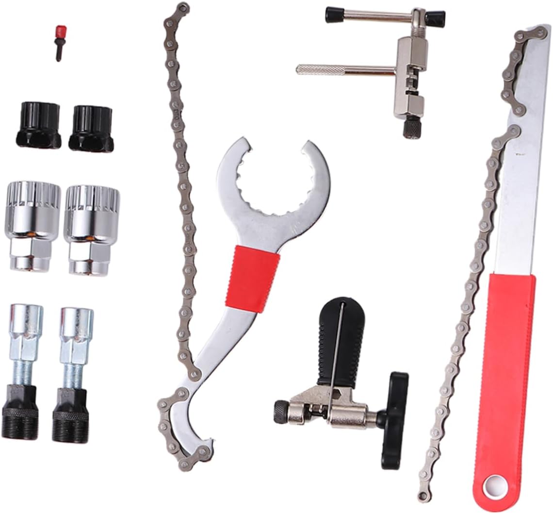 Mikikit 1 Set Repair Tool Kit Crank Extractor Freewheel Remover Bottom Bracket Tool Chain Breaker for Mountain and Road Silver Black