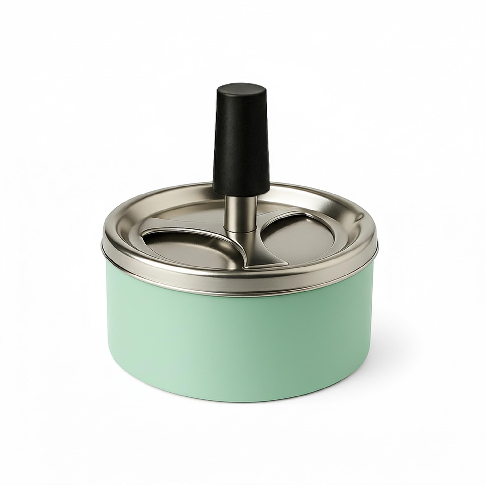 OrionMart Stainless Steel Tabletop Push Down Cigarette Spinning Ashtray with Lids | Windproof and Odor Free Cool Ashtray | For Home Indoors and Outdoors