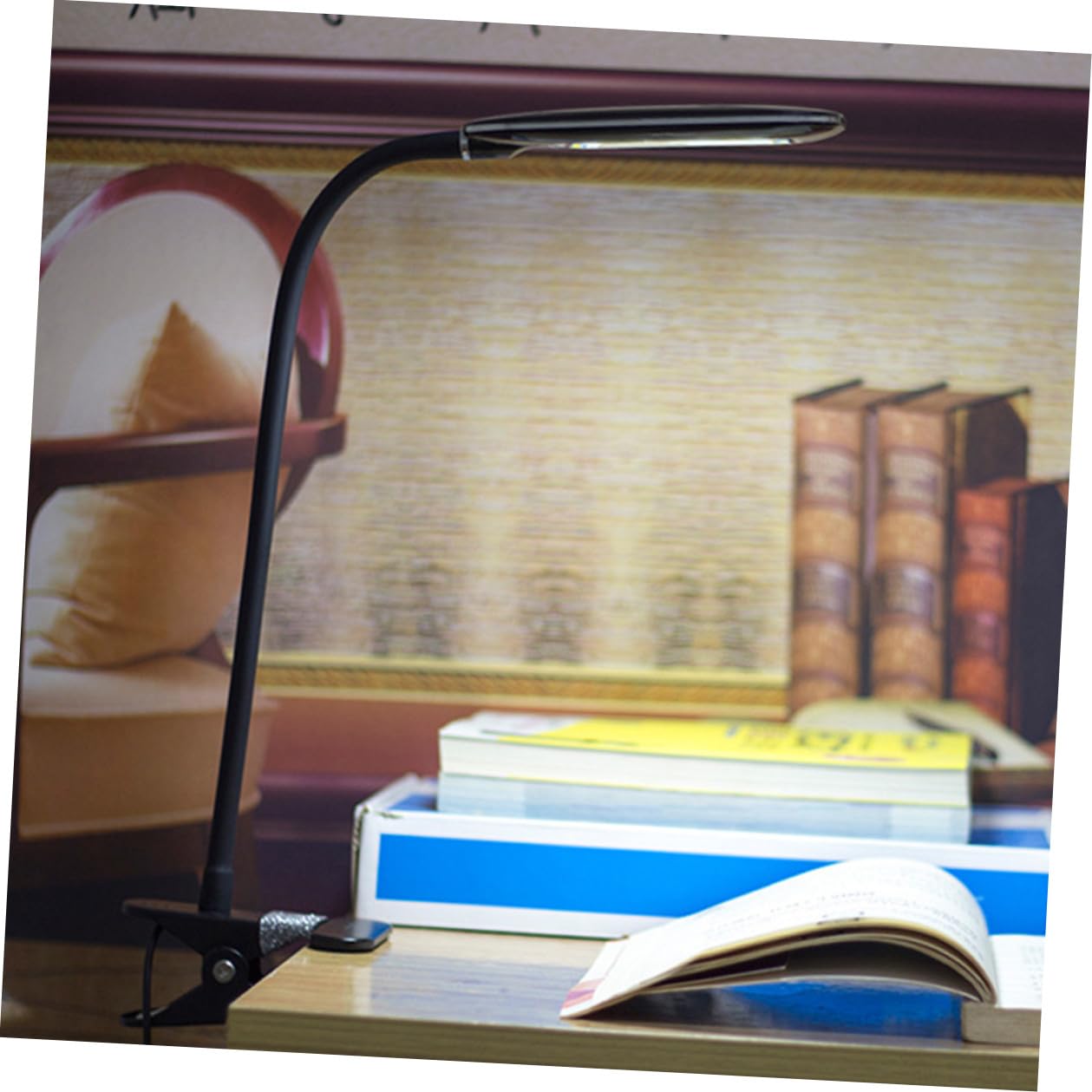 Lampe de Lecture à Pince LED Noire Portable pour Voyage