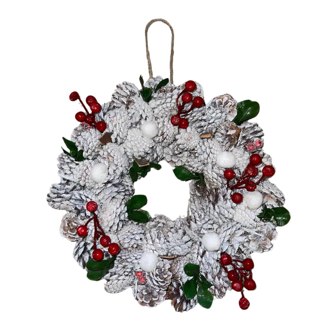 Couronne de Noël festive pour porte d'entrée avec ficelle de suspension – Décorations de Noël parfaites pour l'extérieur à ajouter à vos décorations de Noël dans notre liquidation de décorations de