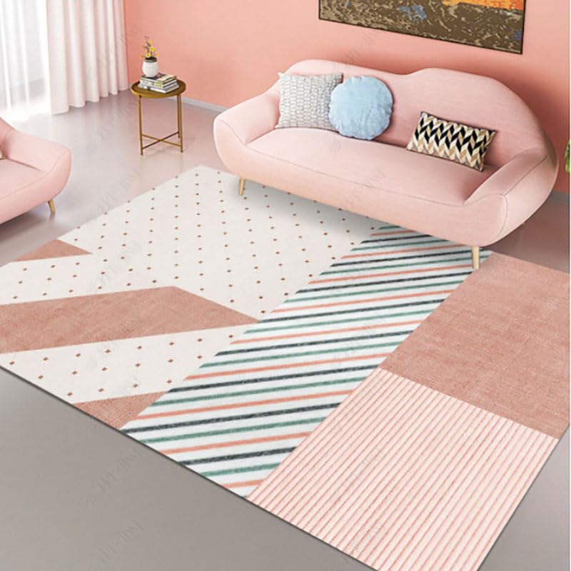 Tapis de chambre rayures beige orange pour égayer un salon d'enfant