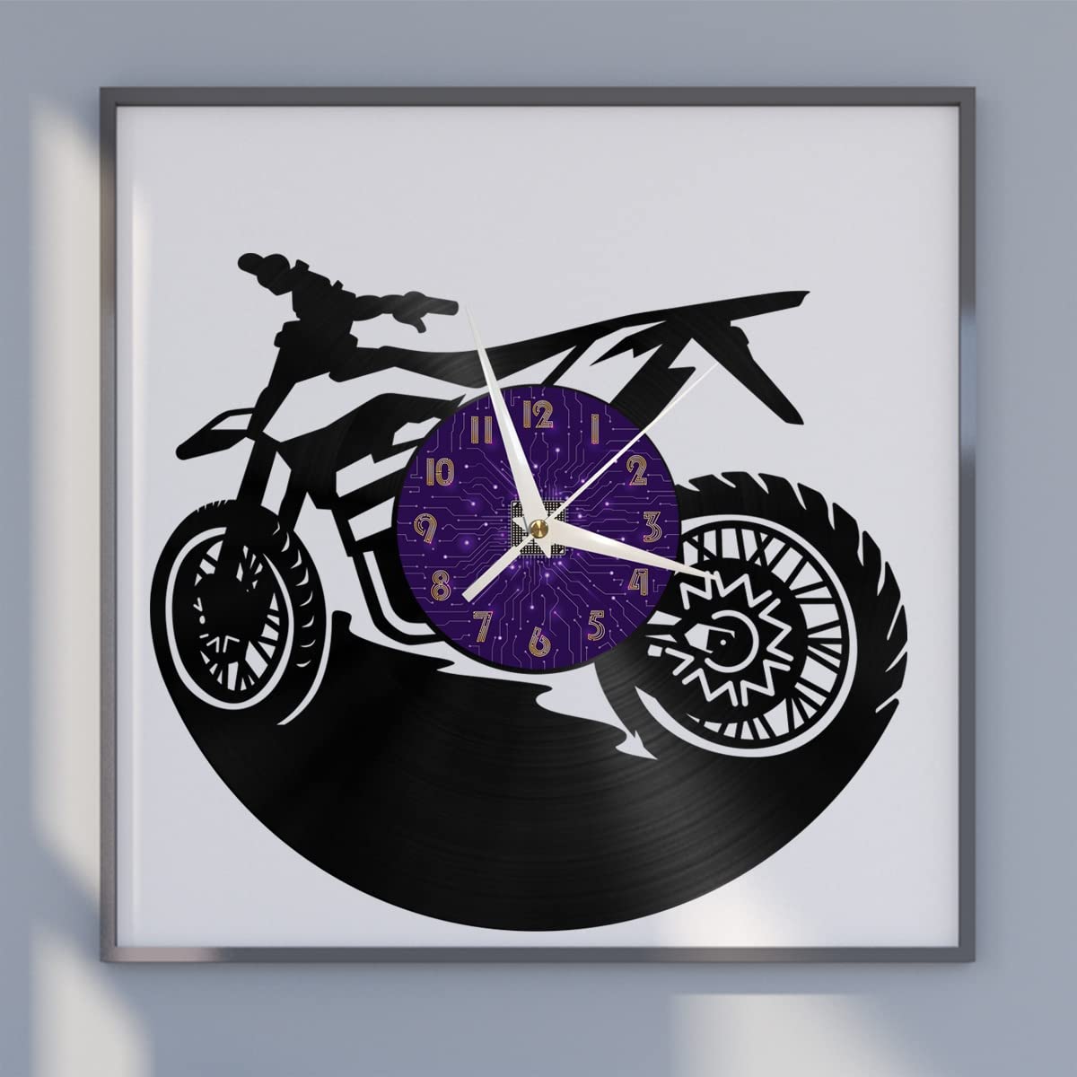 Horloge Vinyle Motocross Anti-Bruit Horloge Murale VCSFR Cuisine et Salon