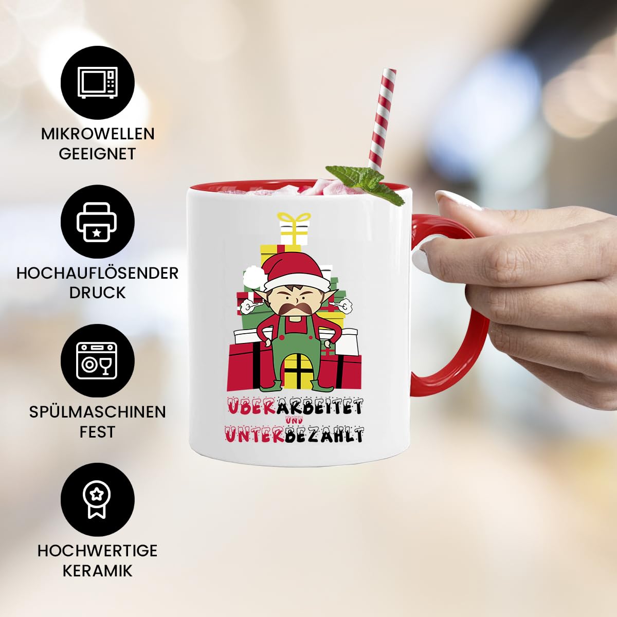 Acen Merchandise Tazza con scritta | rielaborata e sottopagata | tazza ELF | tazza di Natale | regalo divertente | tazza da caffè | tazza di Natale | regalo sorella