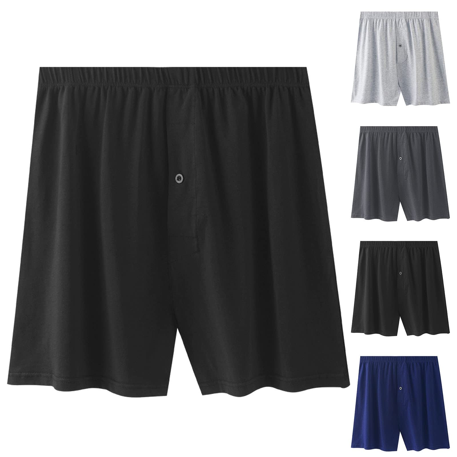 Gaexia Men's Boxers, Cotton Knit Comfortable Boxer Underwear Comfort & Ultra-Soft Boxer Shorts with Button Fly