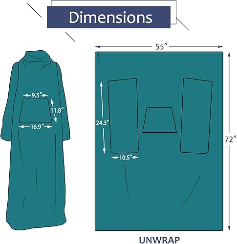 Miniatura 9 de Solaris Manta con mangas para adultos, suave, cómoda, cálida, forro polar, regalo para mujeres y hombres, manta de TV para el hogar, oficina,