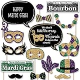 Big Dot of Happiness Mardi Gras - Masquerade Party Photo Booth Props Kit - 20 Count