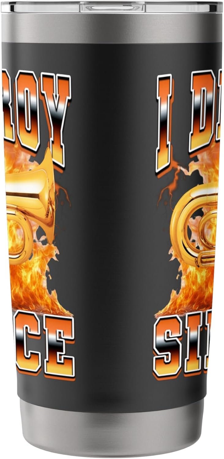 I Destroy Silence Tuba Instrument Tuba Player Tubist 90s Stainless Steel Insulated Tumbler - Image 4