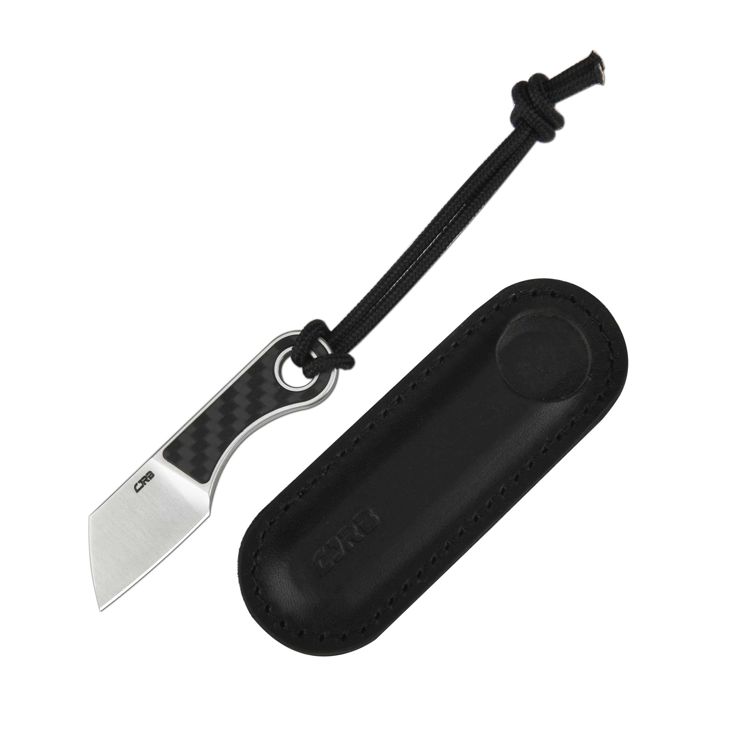 CJRB Chip Fixed Blade Knife, Knife with Sheath, Pocket Knife with 1.23'' AR-RPM9 Powder Steel Blade Full Tang, EDC knife with Carbon Fiber Handle for Men Outdoor Survival Camping (J1939)