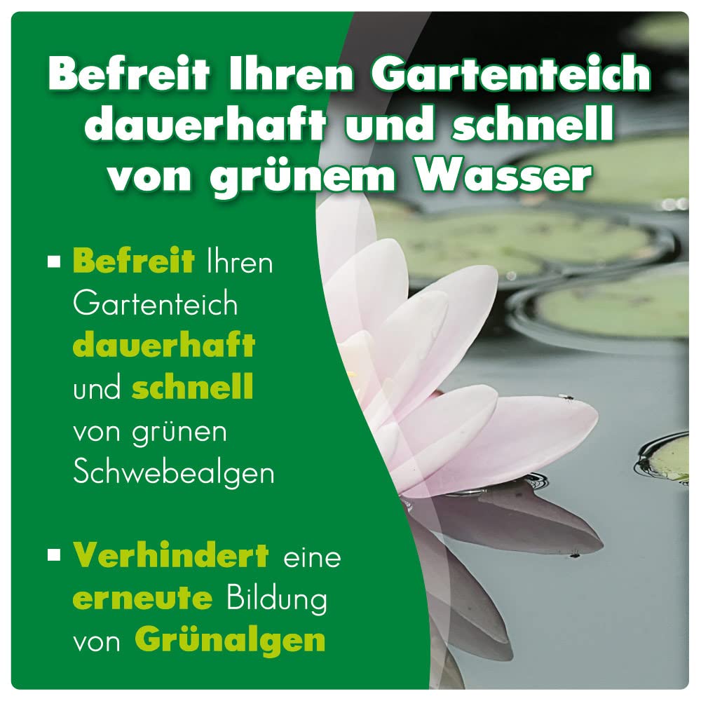AQUALITY Gartenteich Grünwasser-EX (Besonders wirksam bei grünem Wasser, dauerhaft und schnell, grüne Schwebealgen, verhindert die Algenneubildung), Inhalt:2.5 Liter