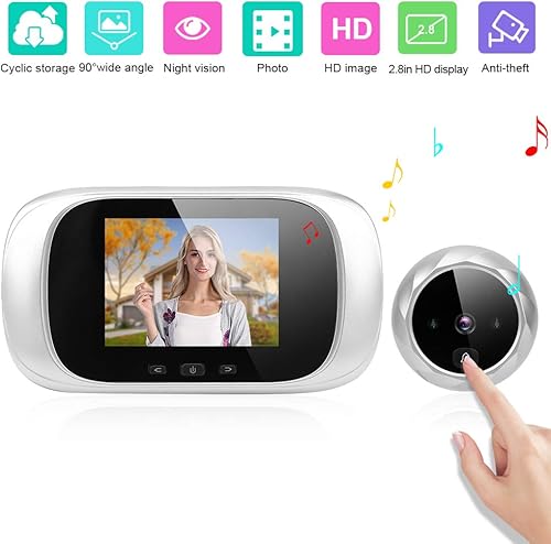 Miniatura 8 de Mirilla digital inalámbrica de 2.8 pulgadas, pantalla LCD de visión nocturna IR con sistema de seguridad para el hogar (plata)