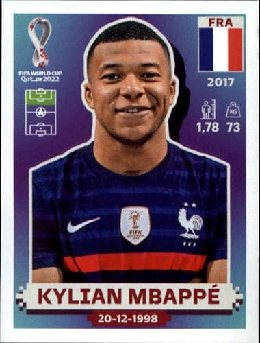 2022 Panini World Cup Qatar Sticker #FRA19 Kylian Mbappe Group D France Mini Sticker Trading Card