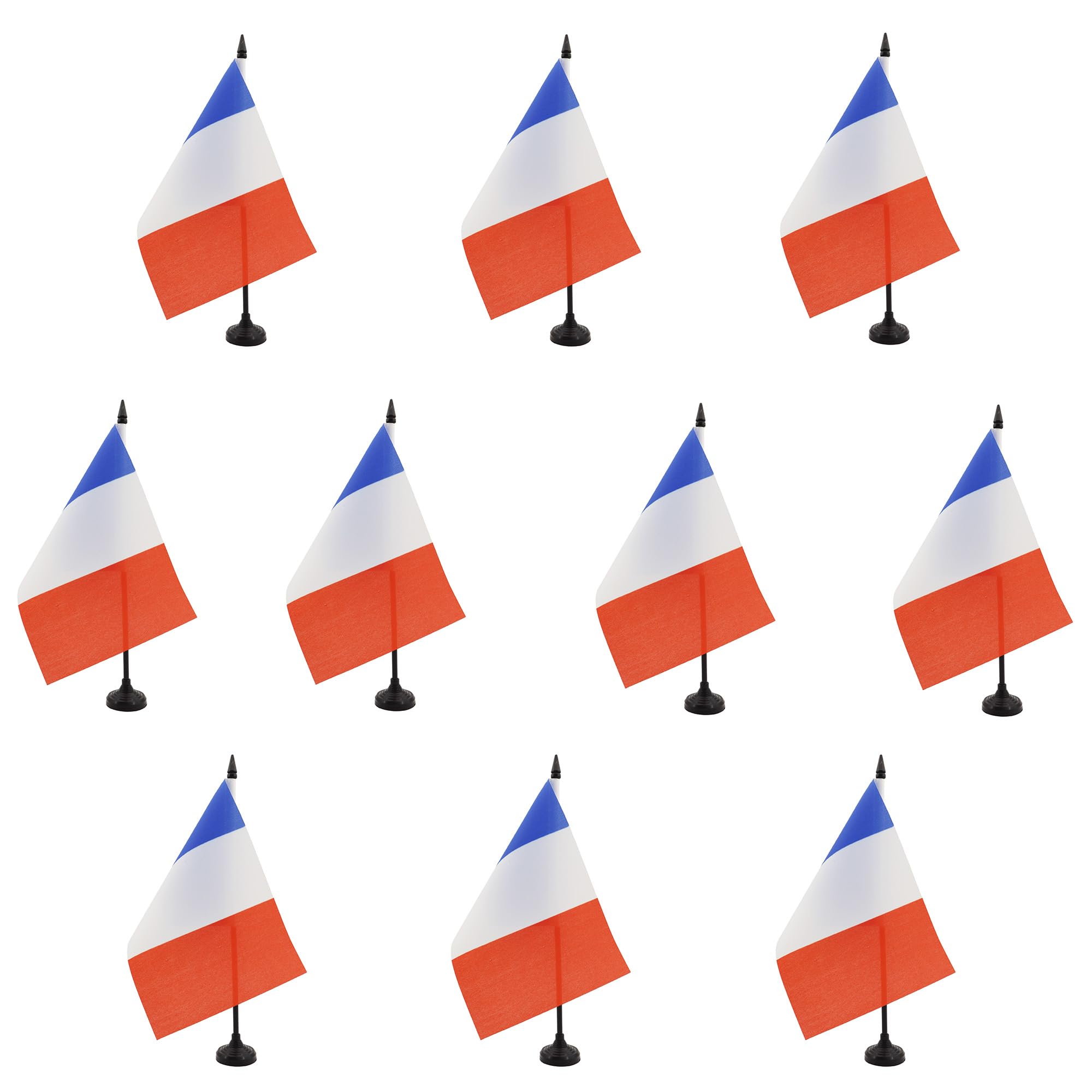 AZ FLAG Pack of 10 France Table Flags 6x8 in 100D Polyester Plastic Base