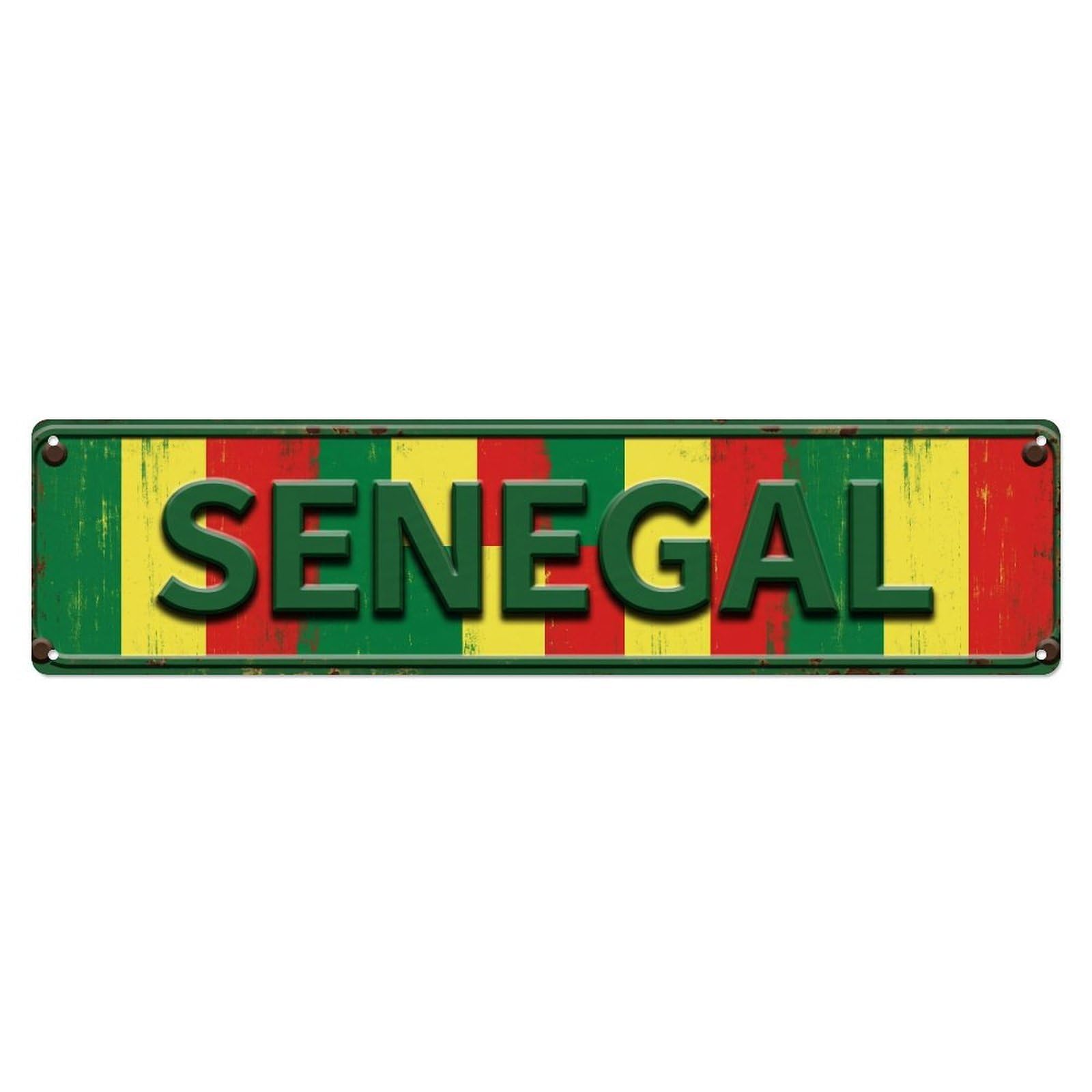 Metal Tin Sign Vintage Senegal Flag Pattern