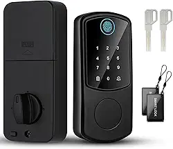 Fechadura inteligente, quatro em um (impressão digital + senha + cartão IC + chave mecânica), travamento automático, fonte de alimentação de emergência USB, campainha, navegação por voz