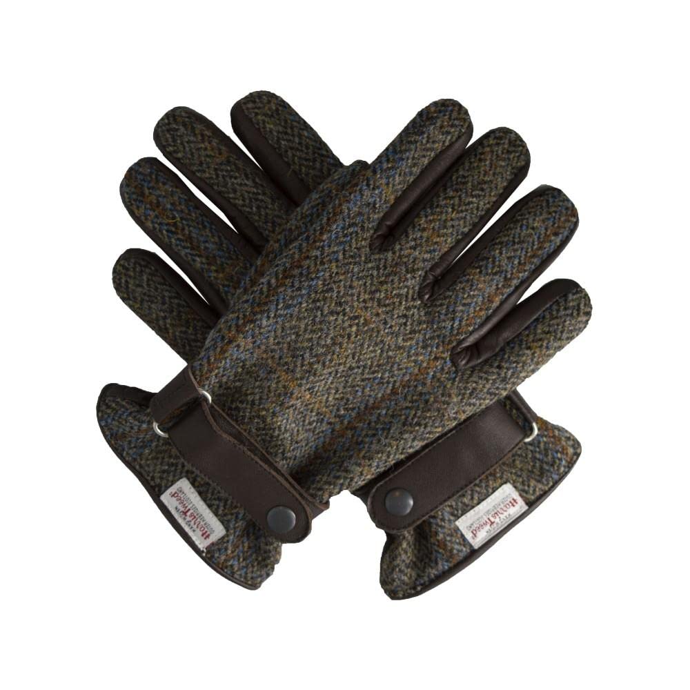 WALKER AND HAWKES - Harris Tweed Hallbrook Gloves - Clinton Brown - Small
