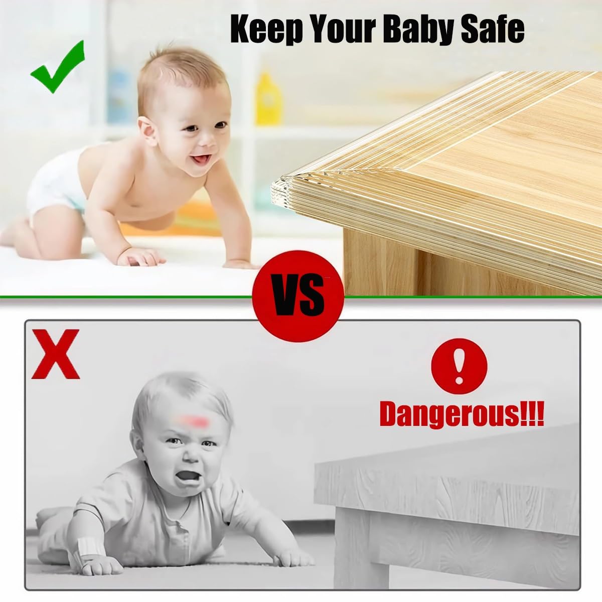 Schaumstoff-Kantenschutzstreifen, transparenter Silikon-Eckenschutz, Stoßstange for Möbel, Tische und Schreibtische, Kinderschutzkissen(15mmx5m)