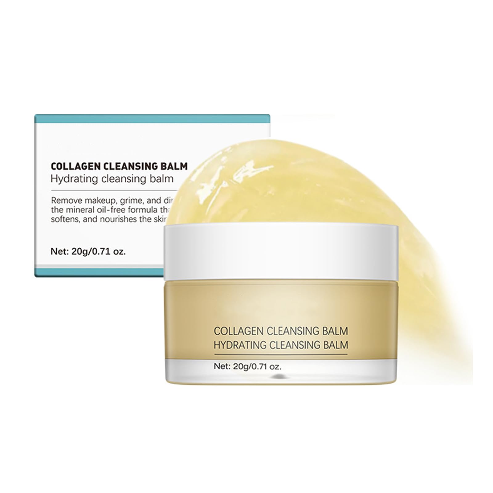 Collagen Cleansing Balm, Makeup Remover and Face Cleanser with Hydrating Oils, Vitamin E for All Skin Types
