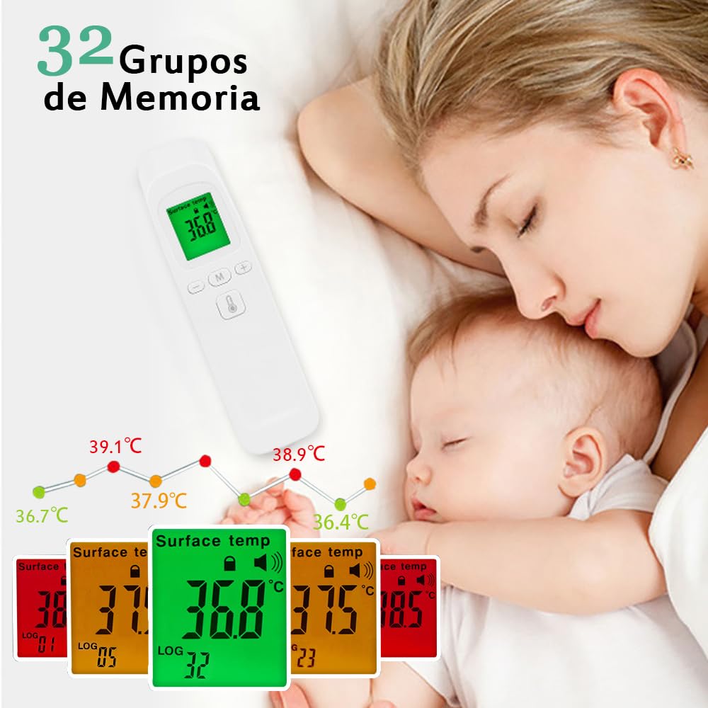 Thermometre Bebe Thermomètre Frontal Infrarouge NXT-MED - Sans Contact - Mode Corps Et Surface - Alerte Fièvre - Français Thermomètre Maison Surface