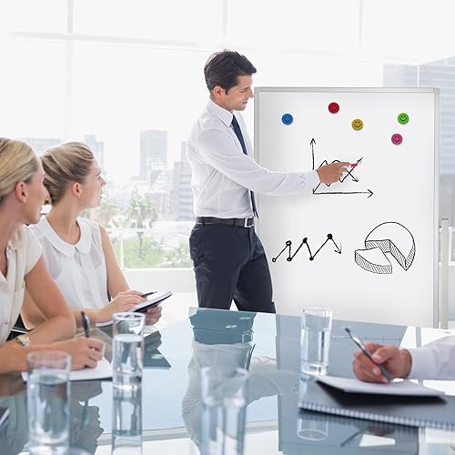 Miniatura 7 de Pizarra blanca móvil de borrado en seco de 40 x 28 pulgadas, pizarras blancas de doble cara sobre ruedas, pizarra blanca magnética abatible con