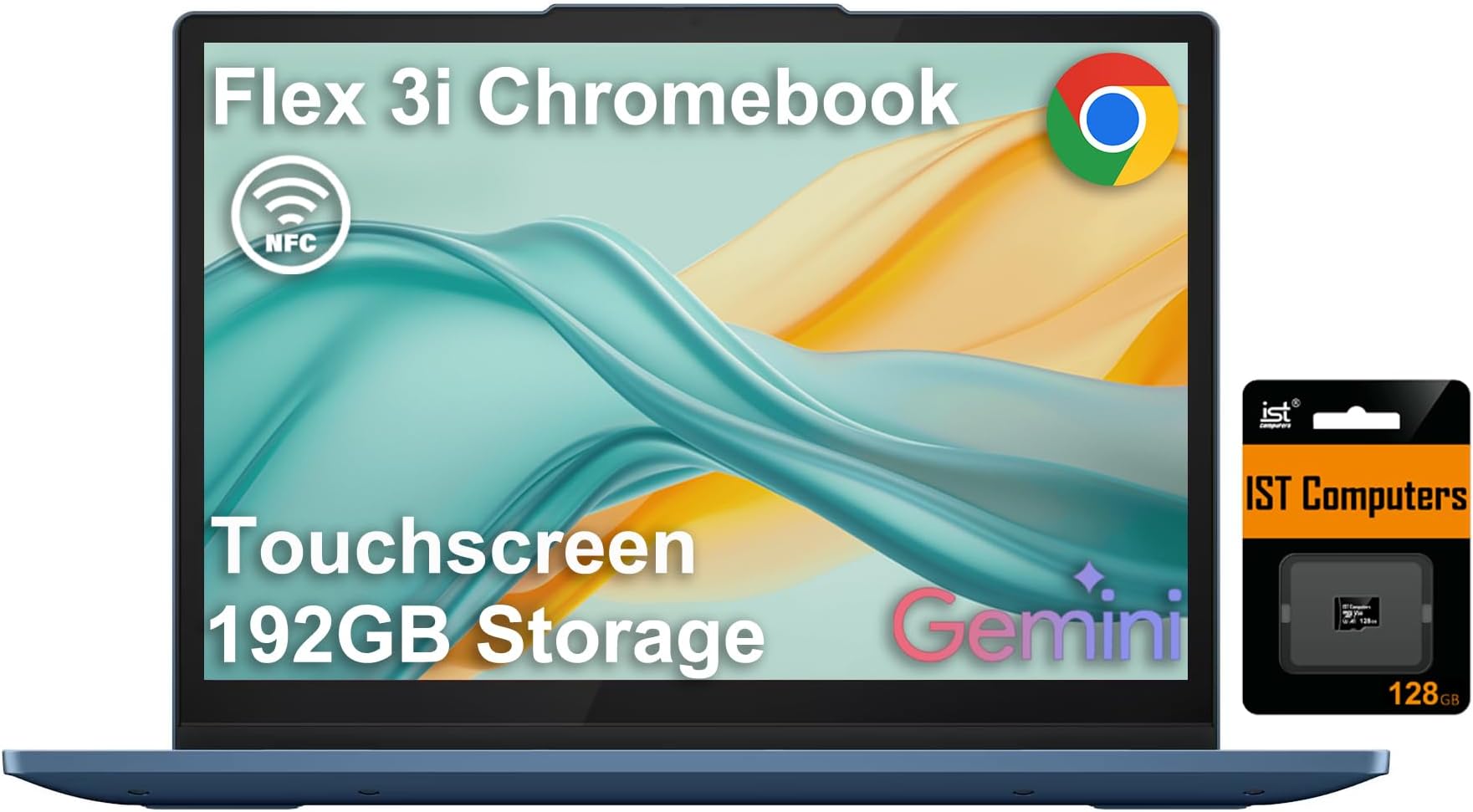 Lenovo IdeaPad Flex 3i Chromebook 2-in-1 Laptop (12.2" FHD+ Touchscreen, Intel N100, 4GB DDR5, 128GB Storage (64GB eMMC + 64GB SD Card)) for Home & Student, NFC, Long Battery Life, Chrome OS, Blue