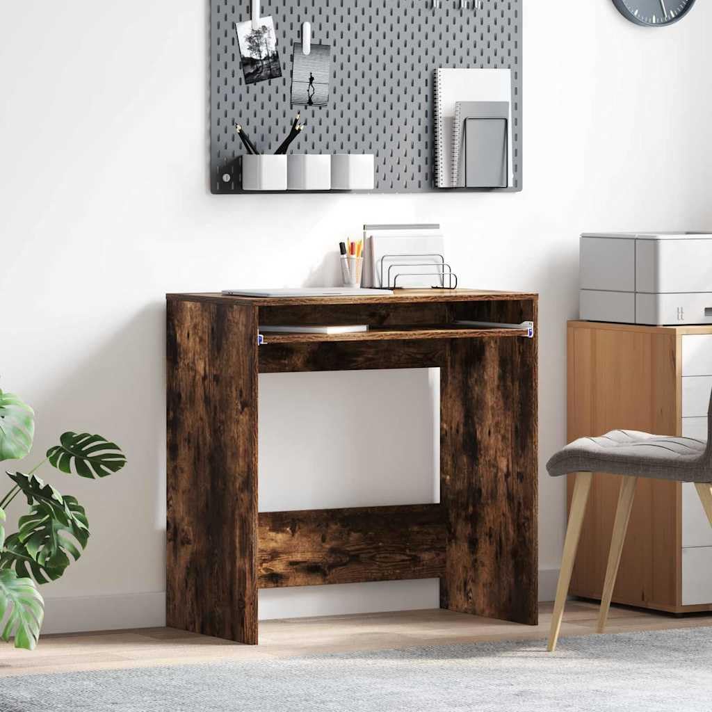 Bureau en chêne fumé compact pour optimiser l'espace et ranger son PC