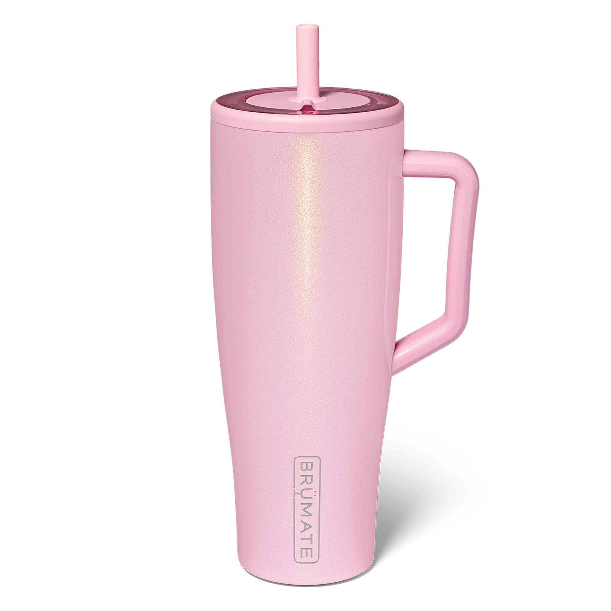 BrüMate Era 40 oz Tumbler with Handle & Straw | 100% Leakproof Insulated Water Bottle Tumbler with Lid & Flexible SoftSip Straw | Made of Stainless Steel | Cup Holder Friendly | 40oz (Petal Pink)