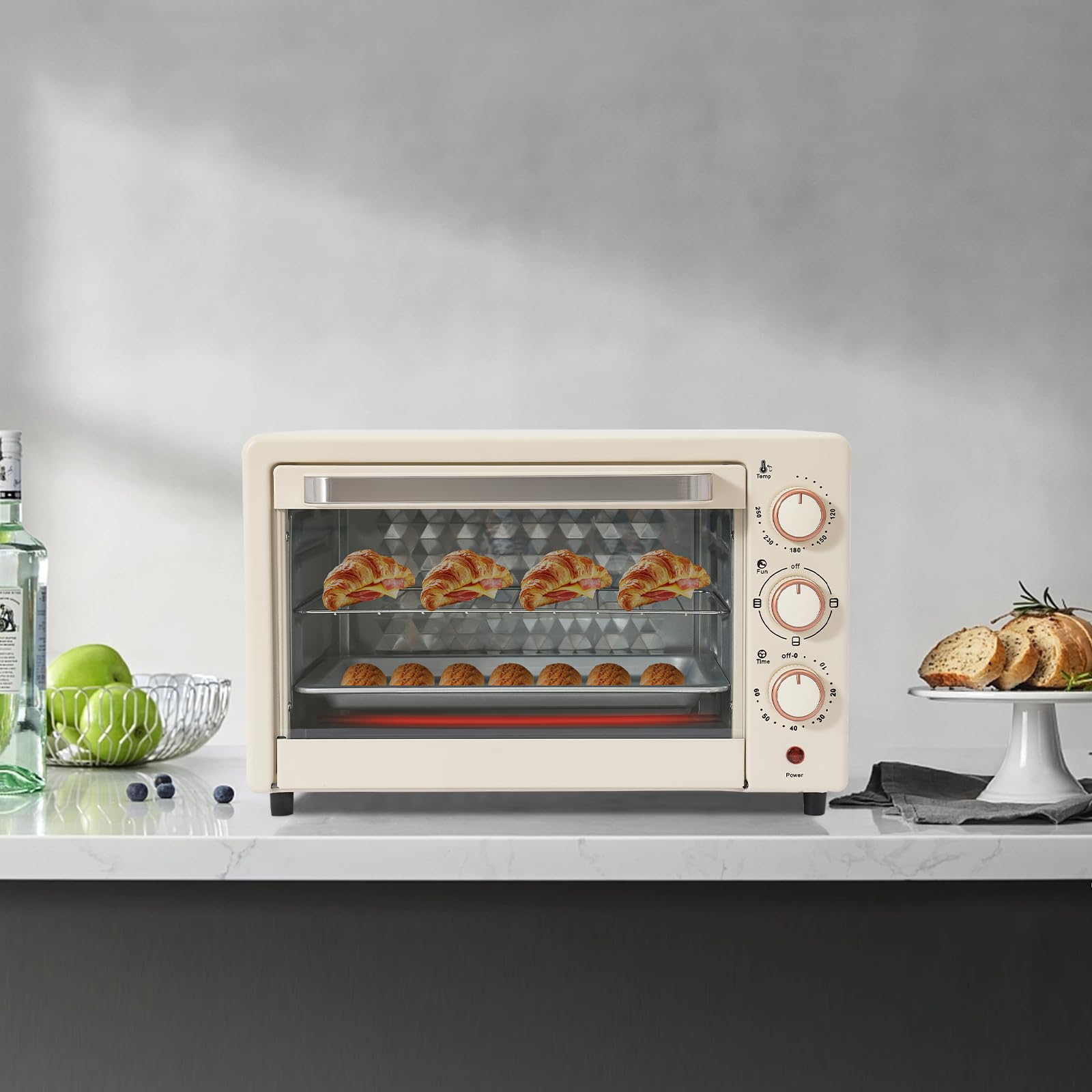 Forno elettrico 22L con funzione grill, 1000 W, mini forno, con teglia e griglia per pizza, pane e barbecue, compatto per la cucina