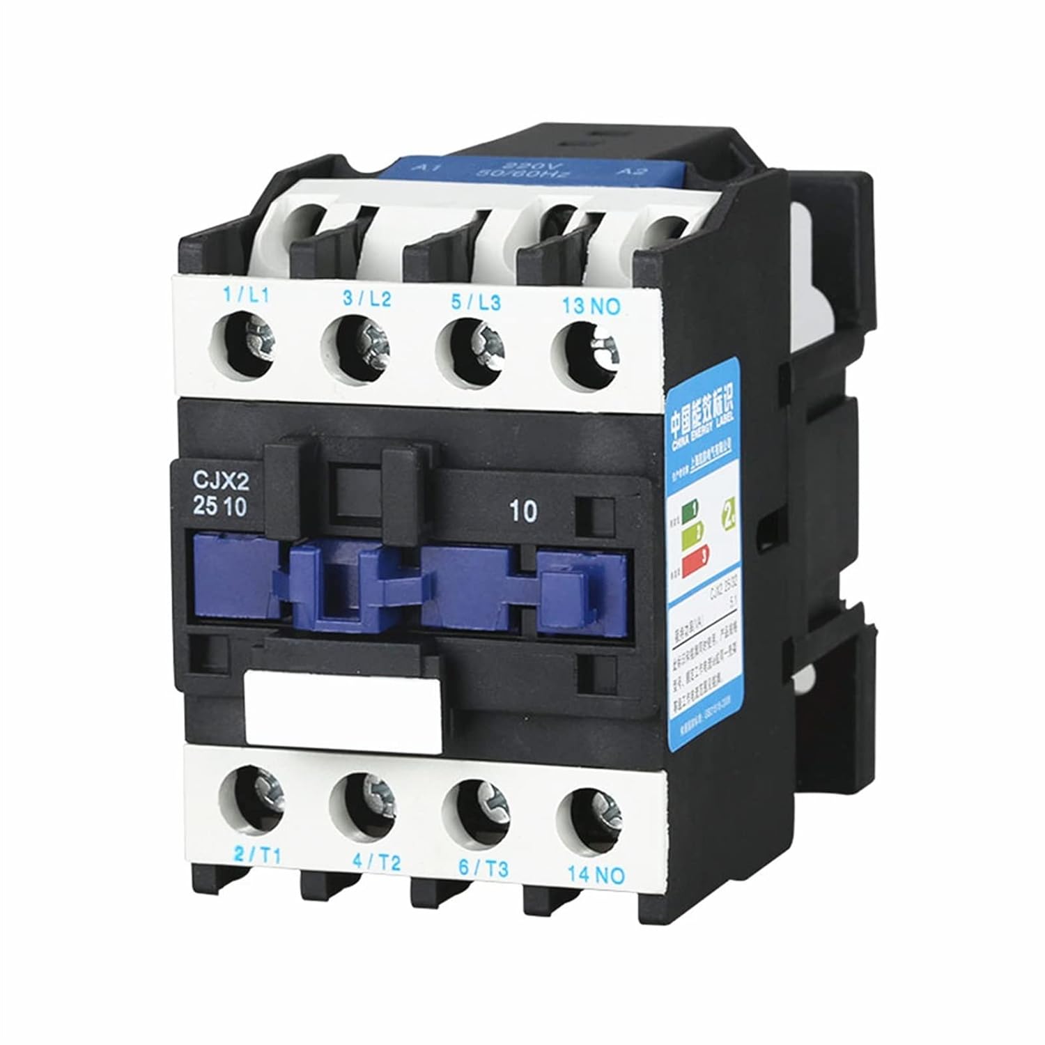 CJX2-2510 2501 Durable Electromagnetic Switch 3 Phase 3-Pole Silver Contact 24-380V 50/60Hz Din Rail Mounted Relay AC Contactor 1Pcs(CJX2-2501,220V)