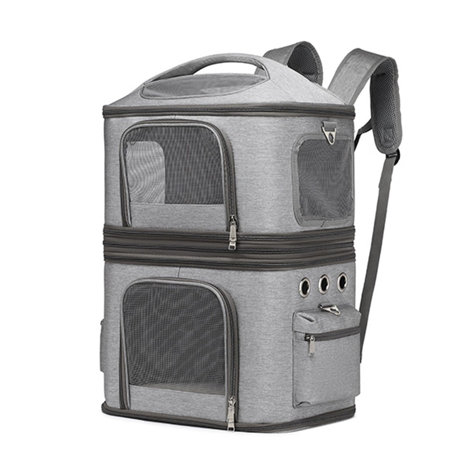 Acouto Odpinany Plecak dla kota. Podwójny Transporter dla kota. Oddychający i Wygodny w podróży. Wygodne ramię Może pomieścić 2 Plecaki (GREY)
